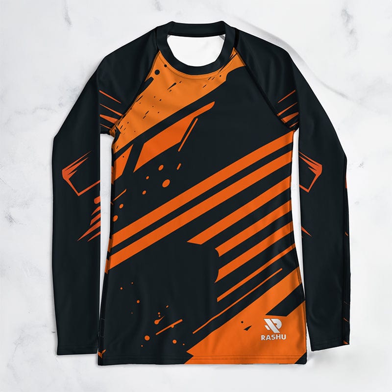 Rashguard Orange Éclat Dynamique - Femme Votre Rash Guard, Votre Mérite | Rashu