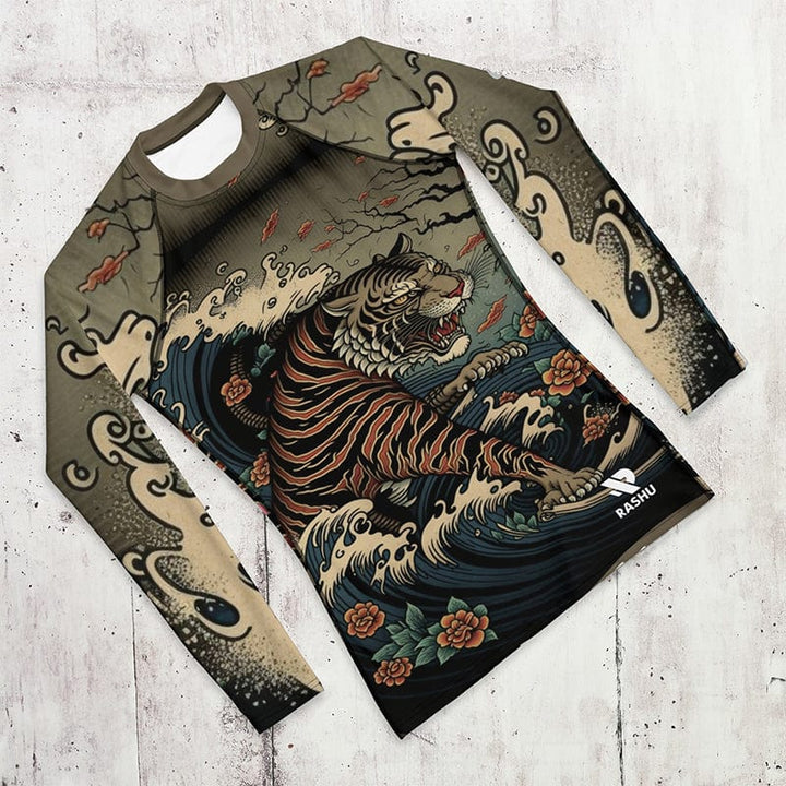 Rashguard Tigre Japonais Olive - Homme Rashu | Shop de Rash Guards Numéro 1