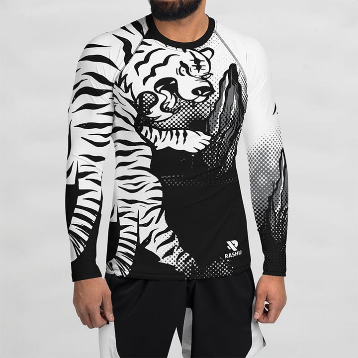 Rashguard Tigre Noir et Blanc - Homme Rashu | Shop de Rash Guards Numéro 1