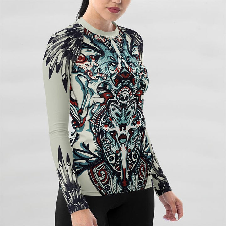 Rashguard Totem Ethnique Blanc - Femme Votre Rash Guard, Votre Mérite | Rashu