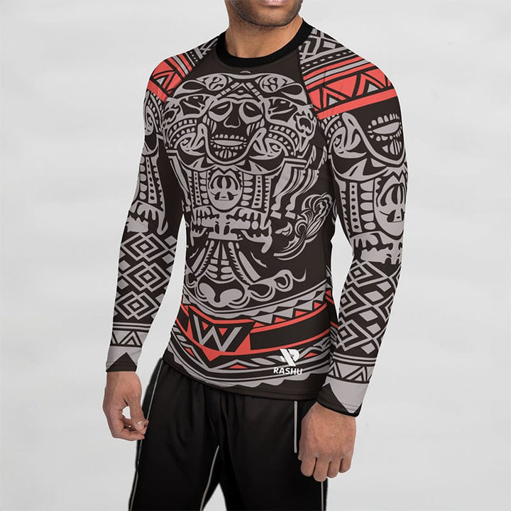 Rashguard Tribal Rouge et Noir - Homme Rashu | Shop de Rash Guards Numéro 1